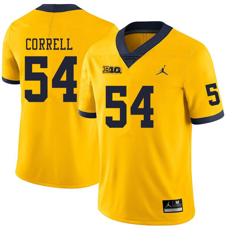 Men #54 Kraig Correll Michigan Wolverines College Football Jerseys Sale-Yellow